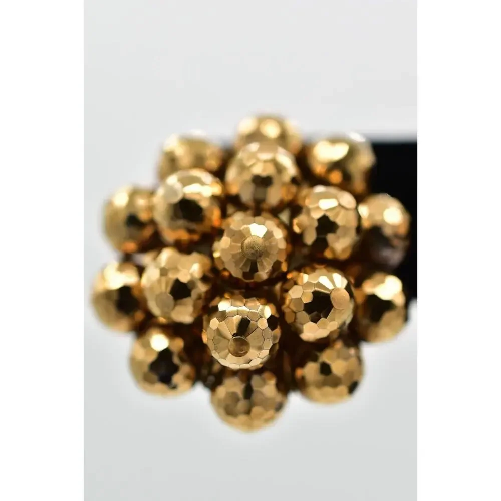 Laguna Vintage Clip On Crystal Earrings Bronze Disco Ball Signed 1950s BinBK